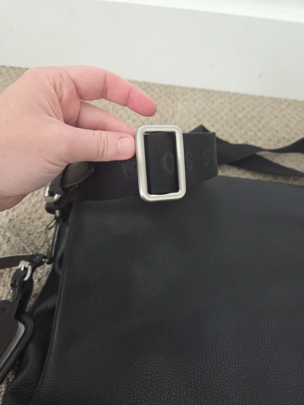 BOSS Black Leather Messenger Bag for Men